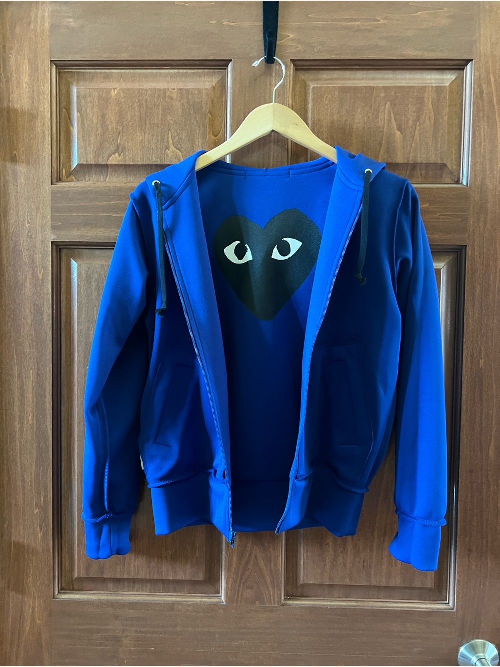 Comme des Garcons PLAY Zip Hoodie Blue with Black Heart Size L - Picture 12 of 16